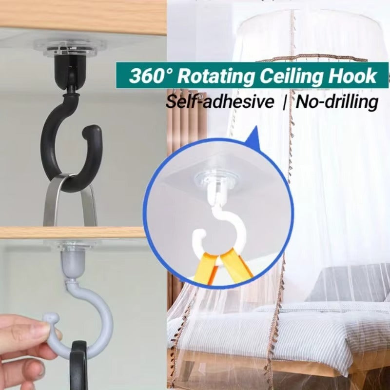 1/3/10 Pieces Transparent 360° Rotatable Ceiling Hook