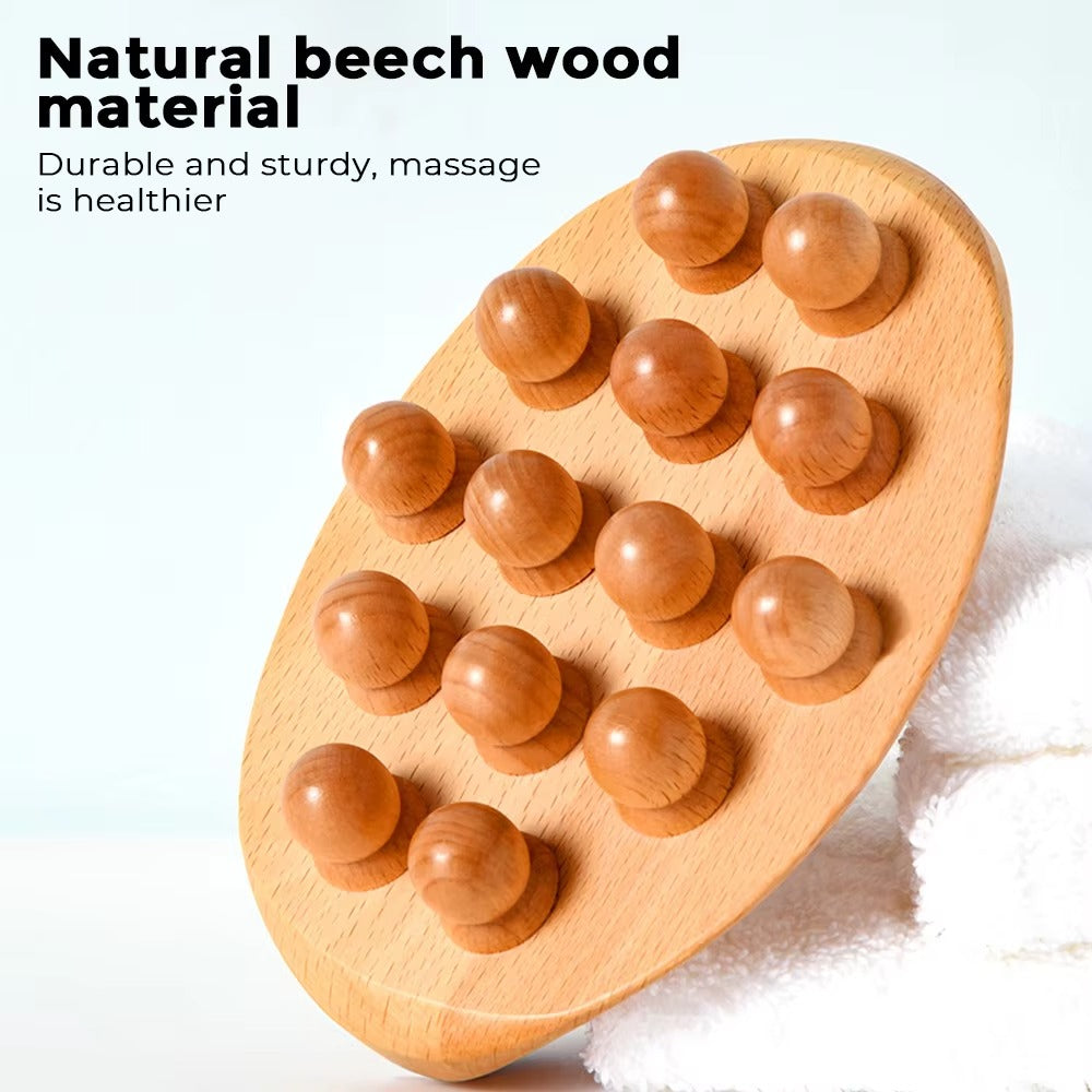 14 Beads Natural Wood Gua Sha Massage Brush