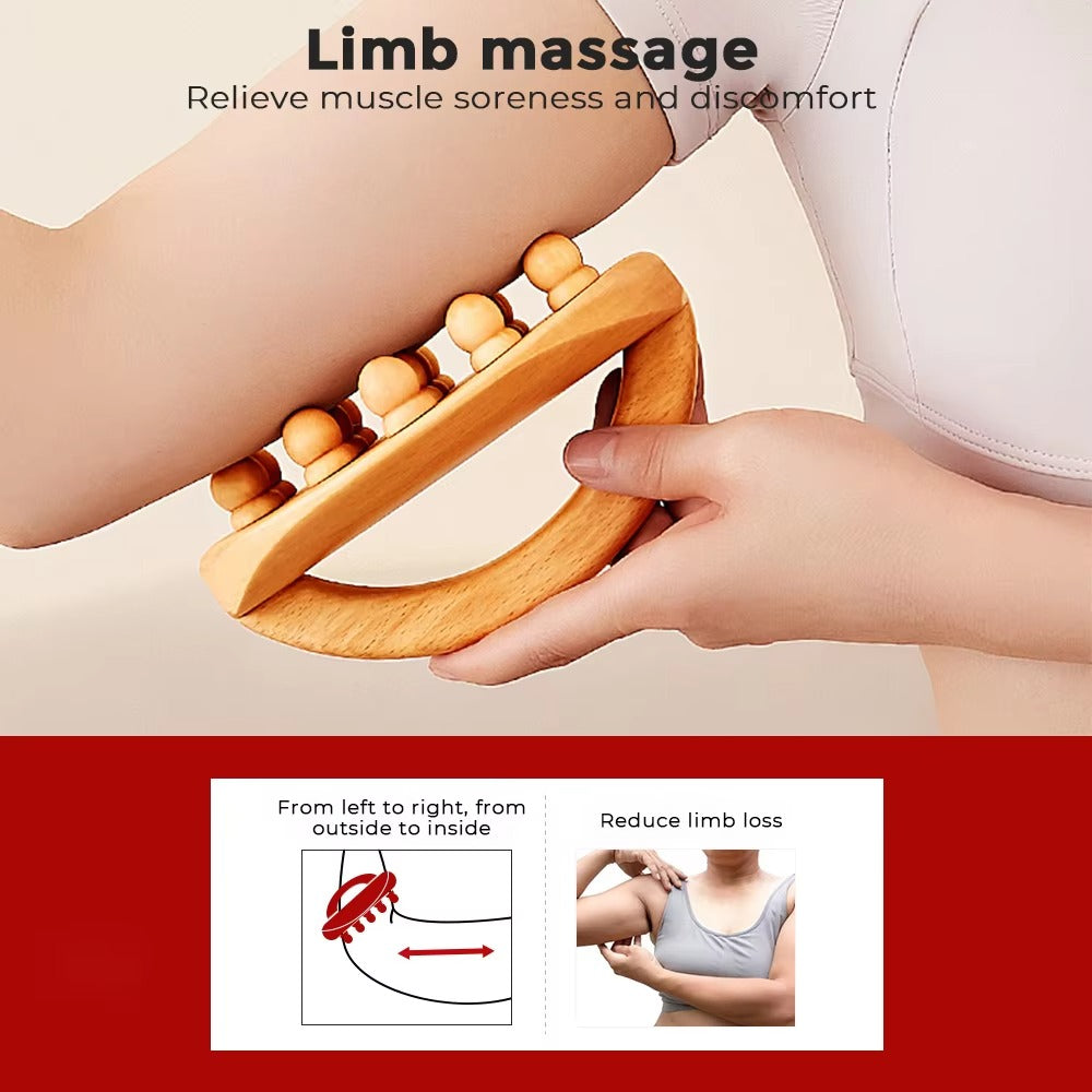 14 Beads Natural Wood Gua Sha Massage Brush