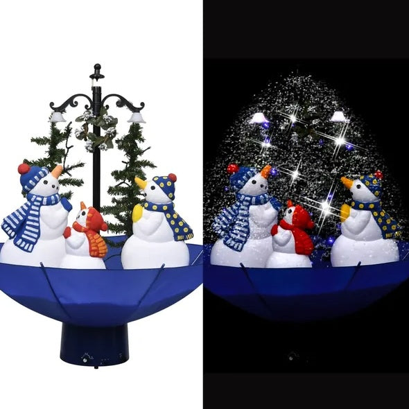 Snowing Christmas Tree With Umbrella Base Blue 2 Ft PVC