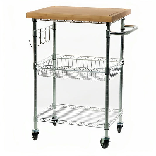 TRINITY EcoStorage Bamboo Top Kitchen Cart