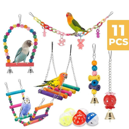 Ultimate Play Kit: 11-Piece Parrot Cage Toy Set