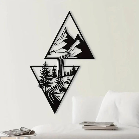 Elegant Mountain Silhouette Metal Wall Art