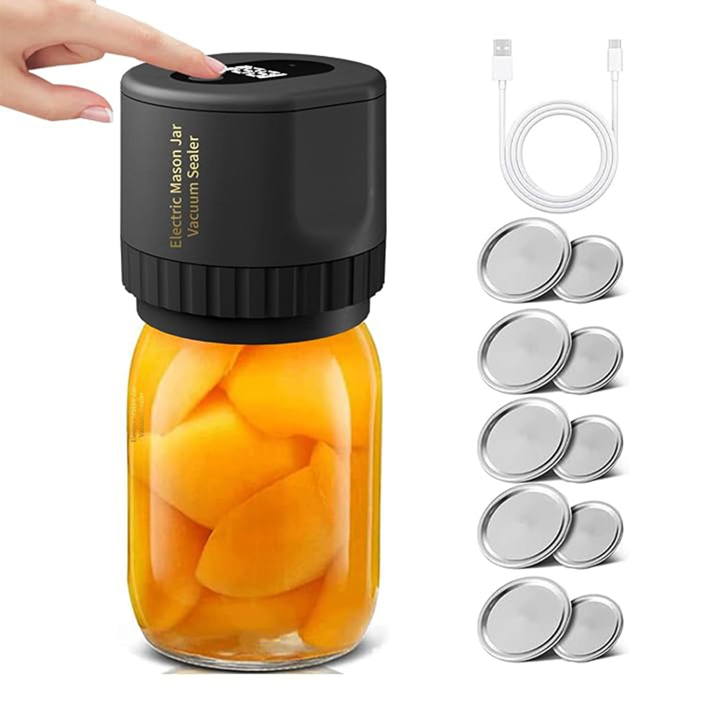 Mason Jar Vacuum Sealer Kit - Cordless & Automatic