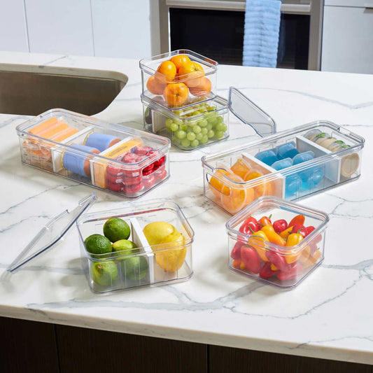 iDesign Transparent Stackable Fridge Bin Set of 6