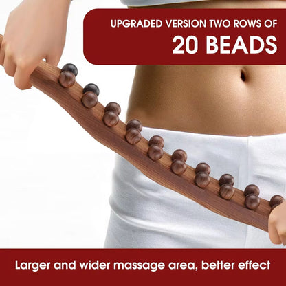 20 Beads Beech Wood Gua Sha Massage Stick