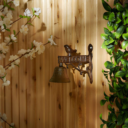 Cast Iron Welcome Sign Bracket with Bird and Bell