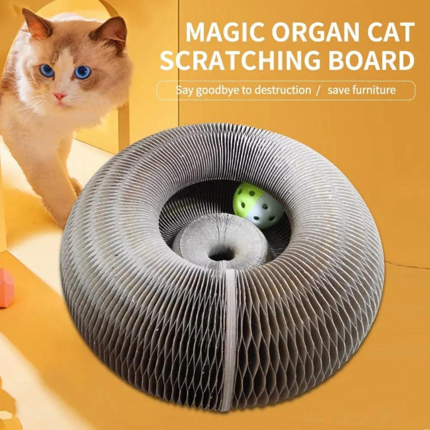 Magic Organ Foldable Cat Scratch Board with Bell