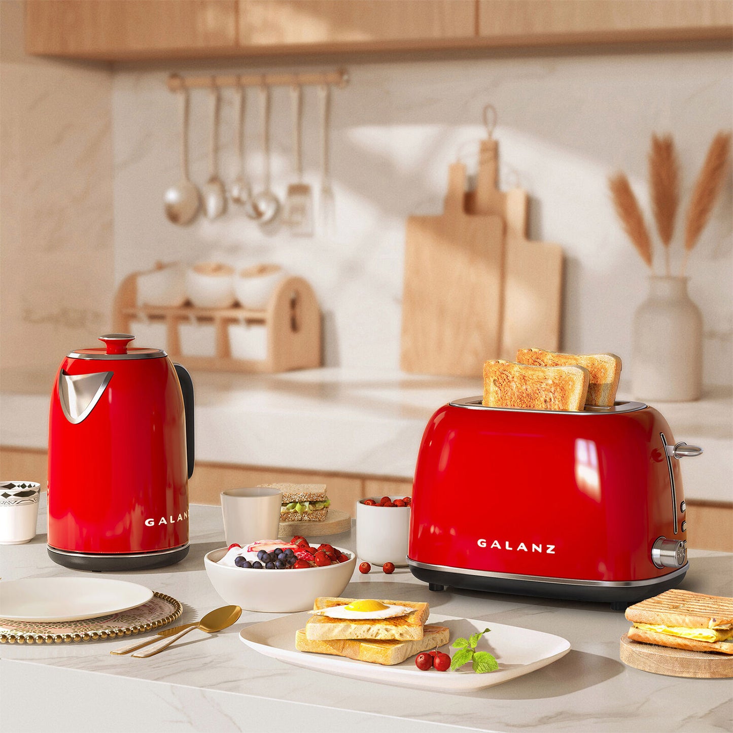 Galanz Retro 2 Slice Toaster and Electric Kettle