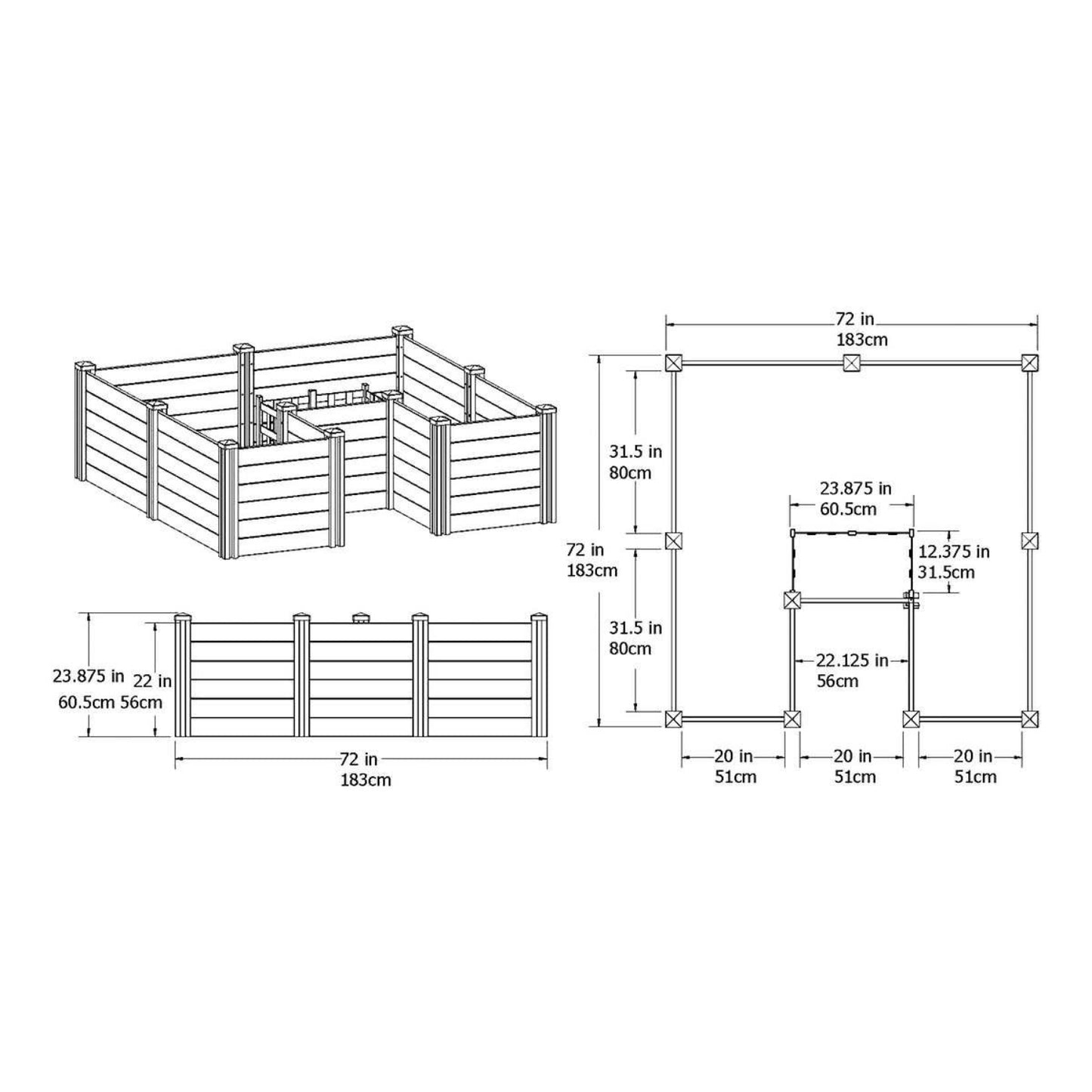 Vita Keyhole 6' x 6' Composting Garden Bed