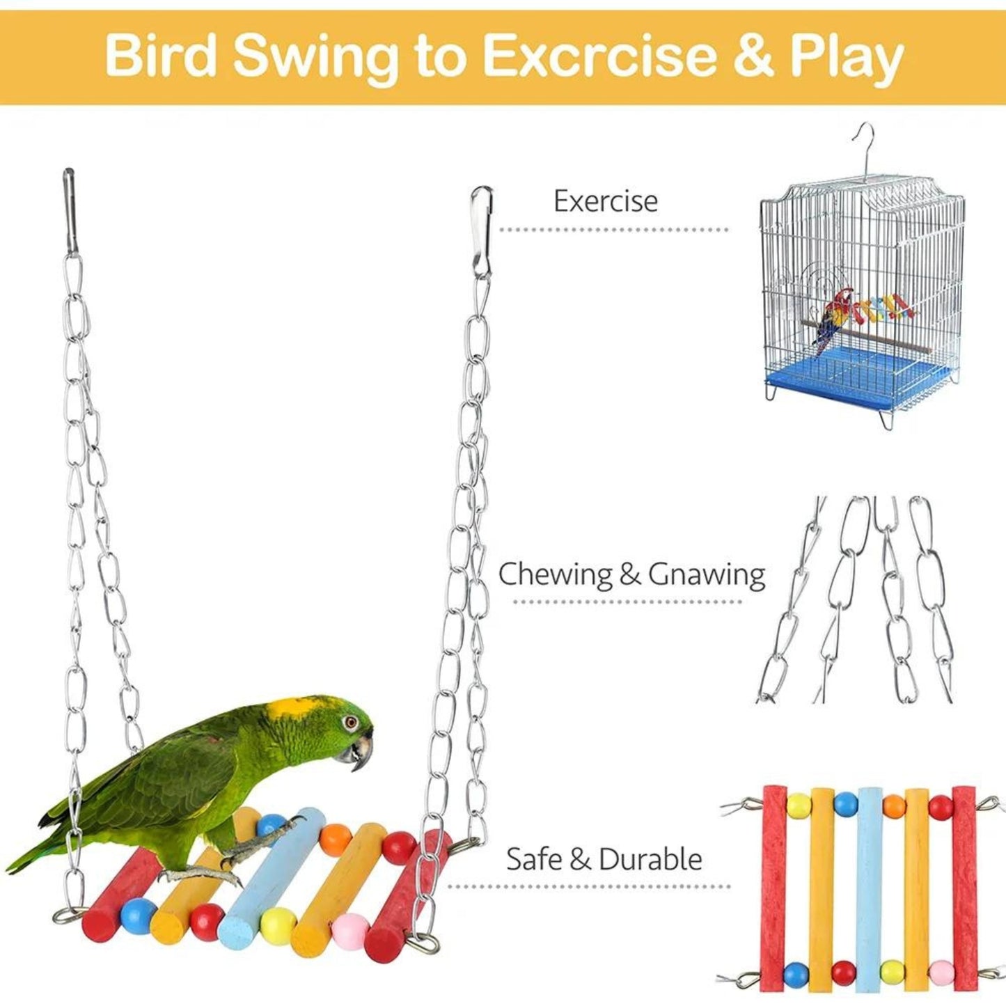 Ultimate Play Kit: 11-Piece Parrot Cage Toy Set