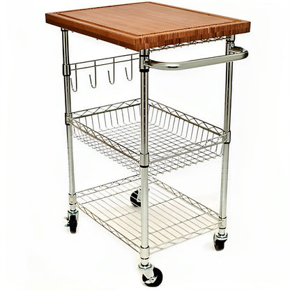 TRINITY EcoStorage Bamboo Top Kitchen Cart