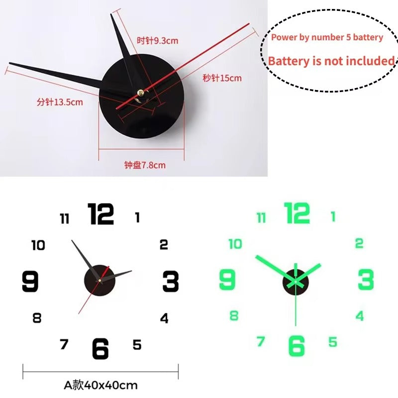 3D Luminous Frameless Wall Clock