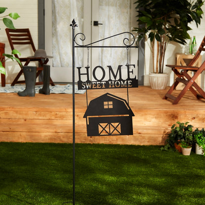 Home Sweet Home Iron Garden Stake with Barn