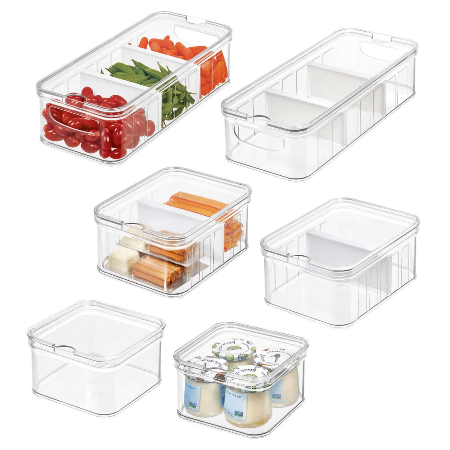 iDesign Transparent Stackable Fridge Bin Set of 6