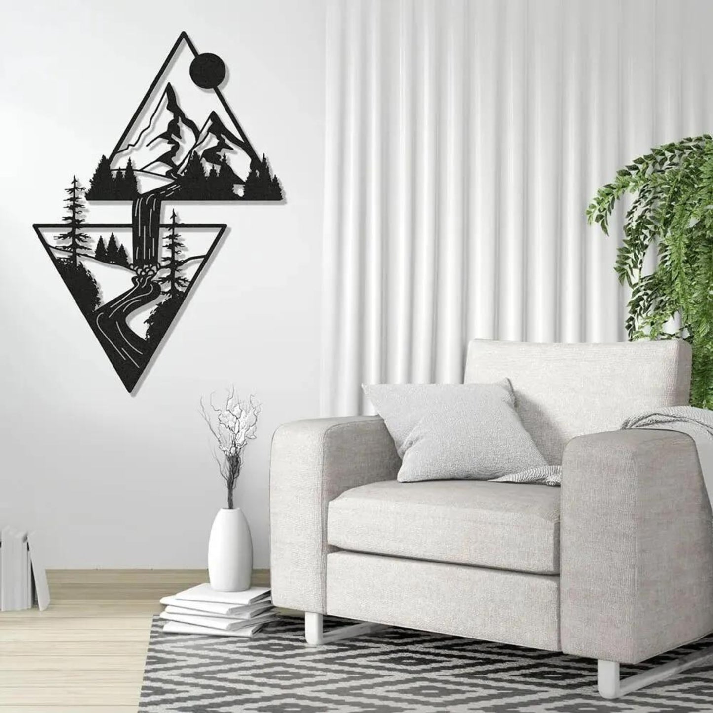 Elegant Mountain Silhouette Metal Wall Art