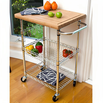 TRINITY EcoStorage Bamboo Top Kitchen Cart