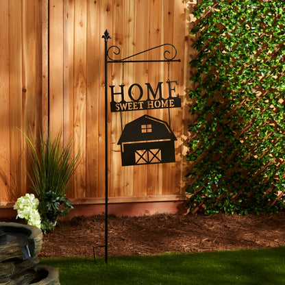 Home Sweet Home Iron Garden Stake with Barn