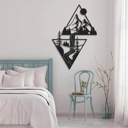 Elegant Mountain Silhouette Metal Wall Art