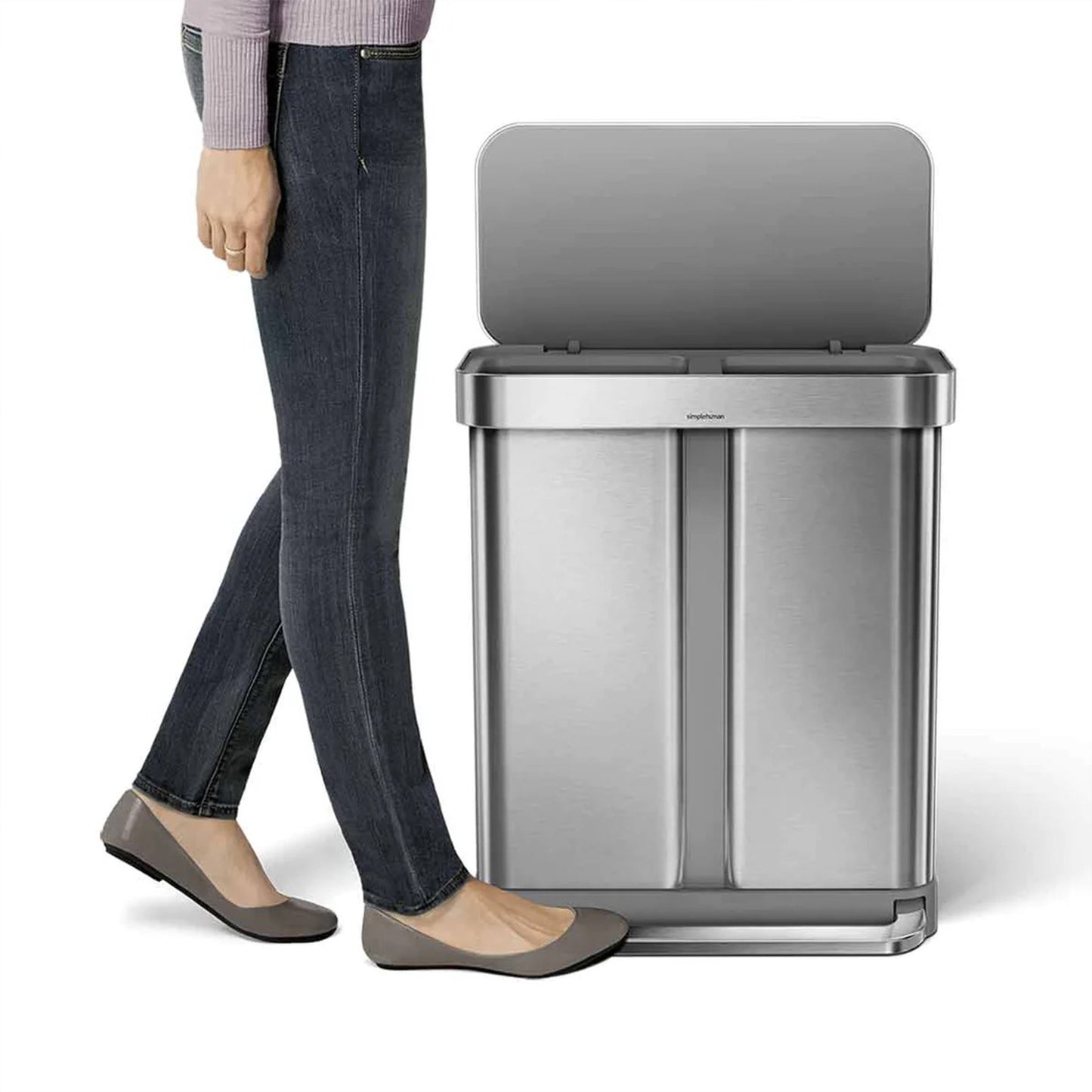 Simplehuman 58L Dual Compartment Step Can with Plastic Lid