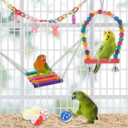 Ultimate Play Kit: 11-Piece Parrot Cage Toy Set