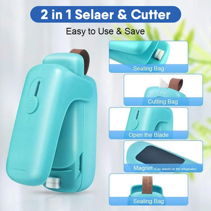 LMETJMA Handheld Vacuum Sealer - 2-in-1 Portable Sealer