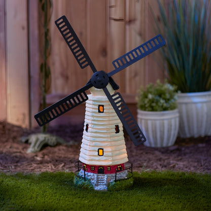 Solar Light-Up Lighthouse Windmill Garden Decor