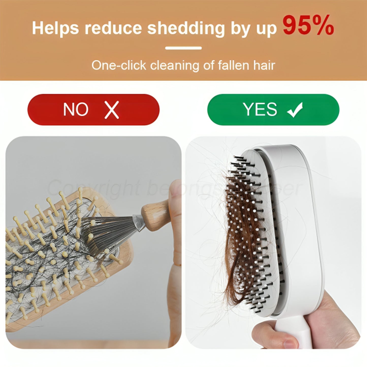 Self Cleaning Hair Brush - Easy Detangle & Massage