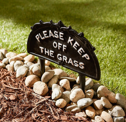 Please Keep Off the Grass Metal Garden Stake