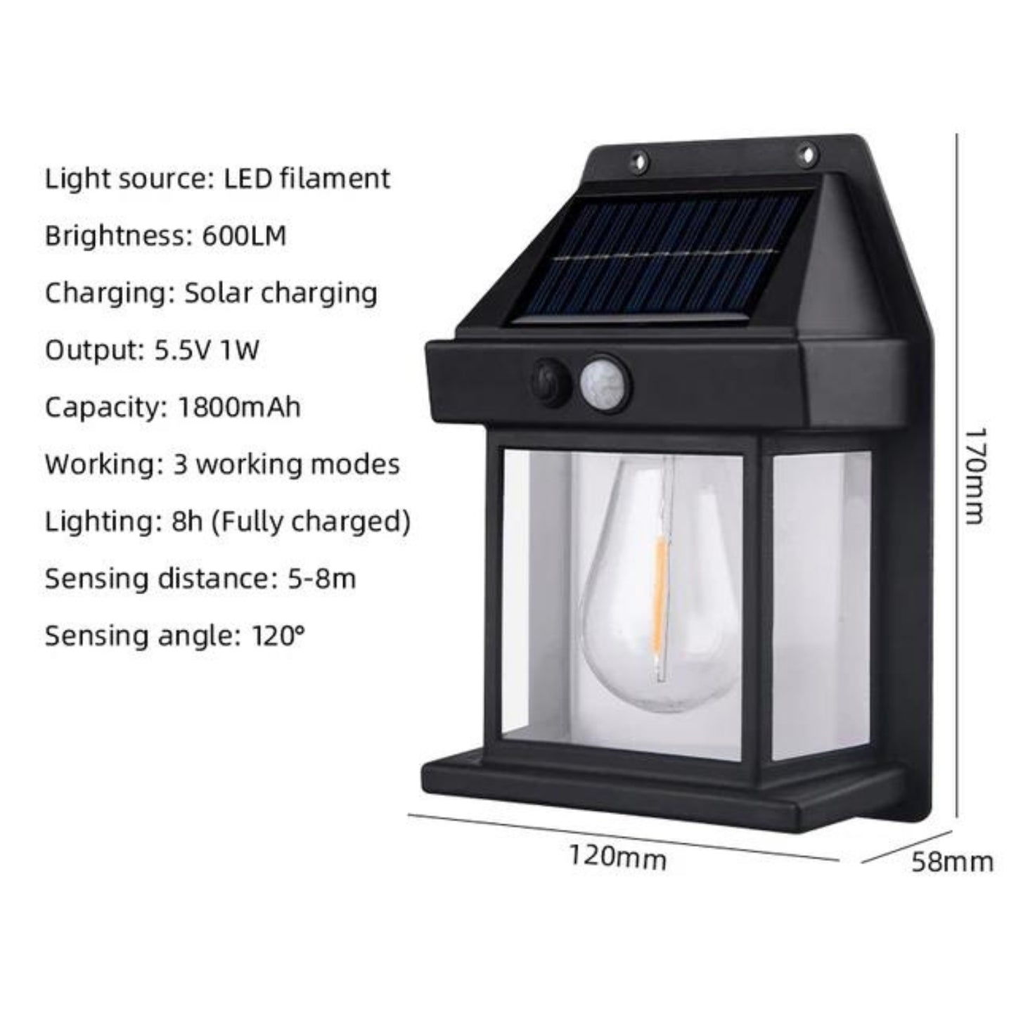 Elegant Solar Outdoor Wall Sconce Lantern with Motion Sensor