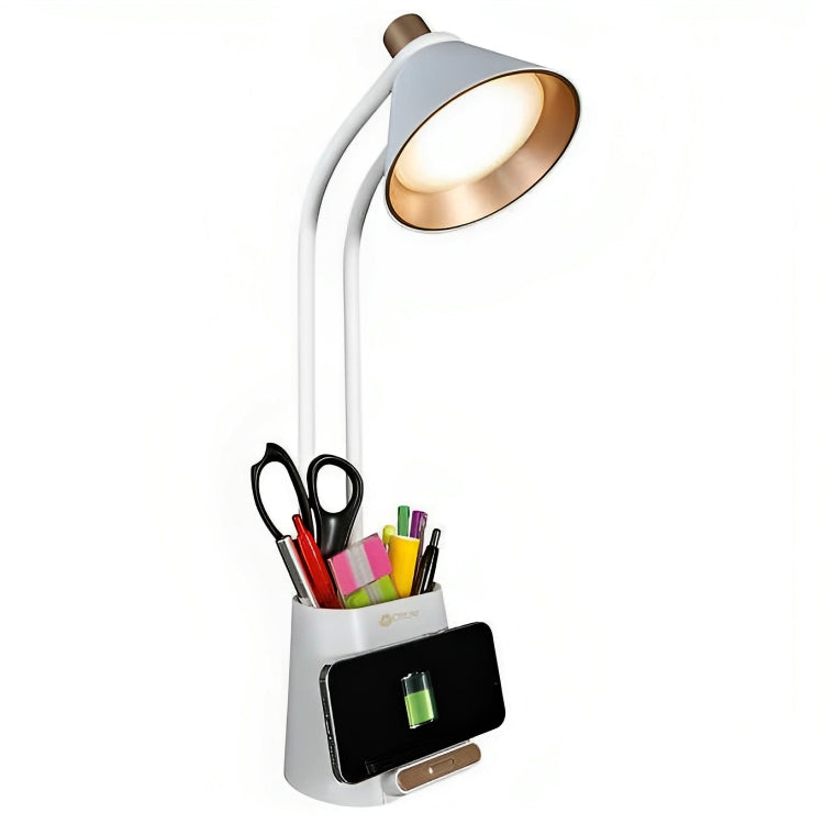 OttLite LED Desk Organizer Lamp with Wireless Charging Stand