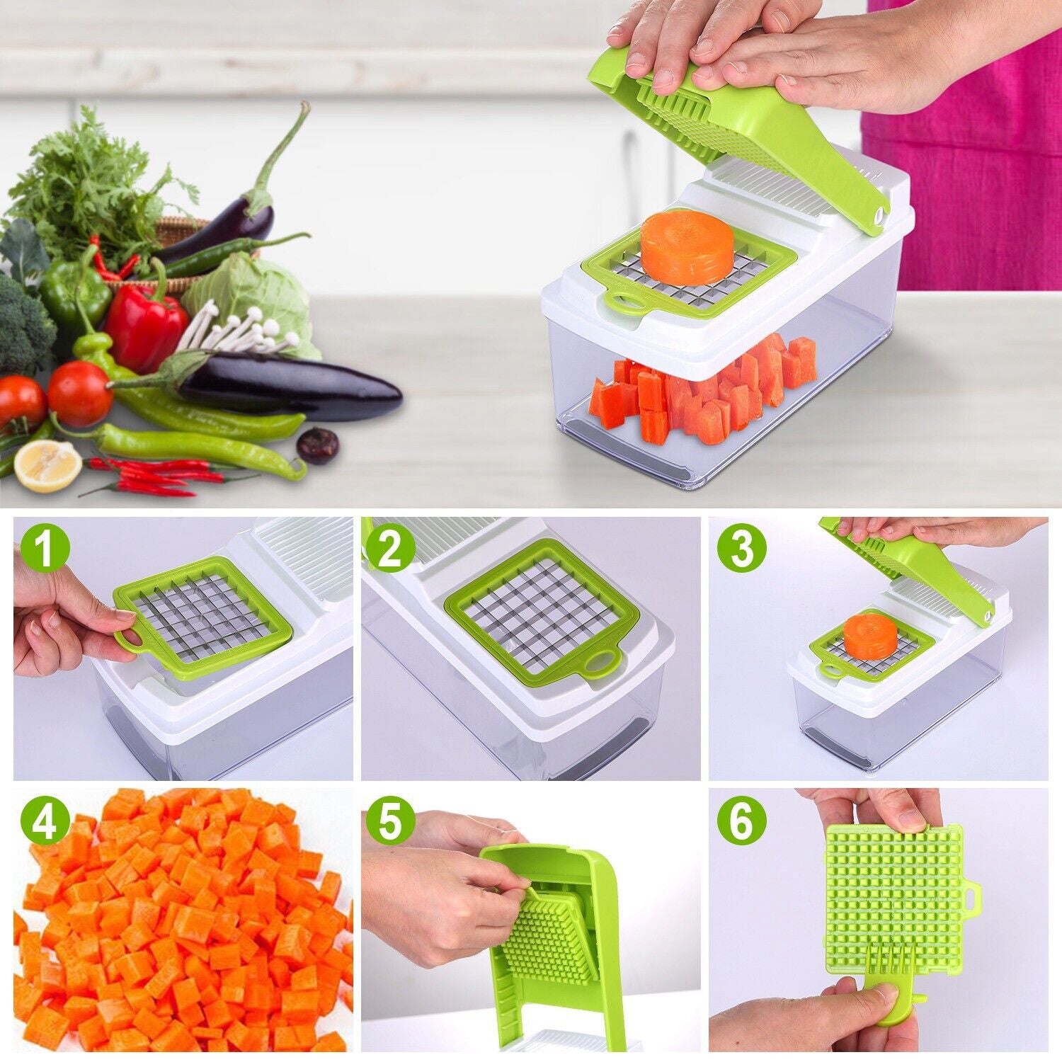 A step-by-step guide on using a vegetable slicer, from preparing the vegetables to slicing them into perfect, uniform pieces.