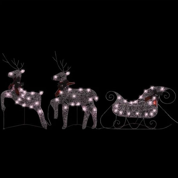 Reindeer & Sleigh Christmas Decoration 60 LEDs Outdoor Gold