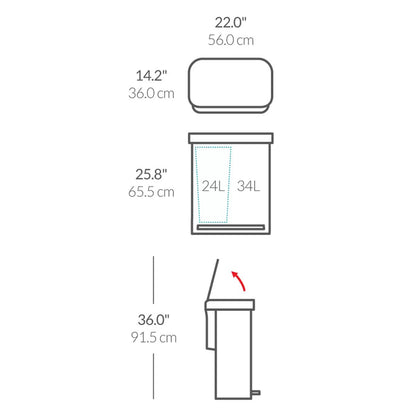 Simplehuman 58L Dual Compartment Step Can with Plastic Lid