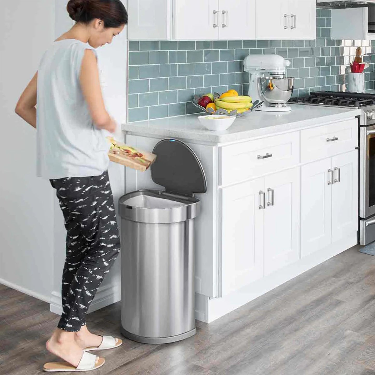 Simplehuman 45L Semi Round Sensor Can and 4.5L Step Can