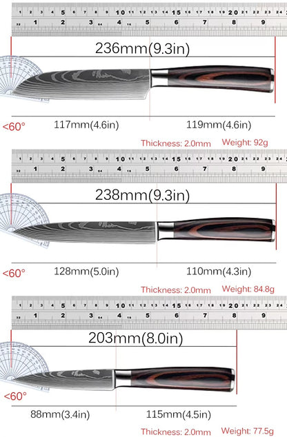 3-Piece Stainless Steel Kitchen Knife Set