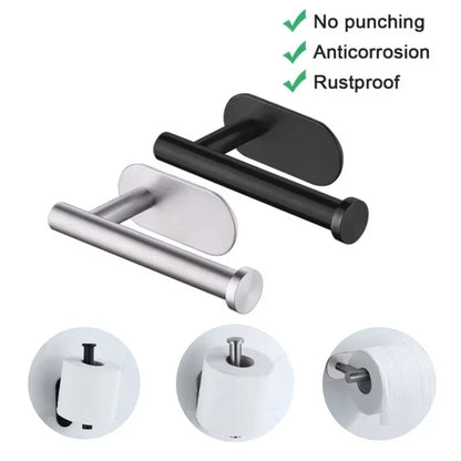 No-Punch Wall-Mounted Toilet Paper Holder