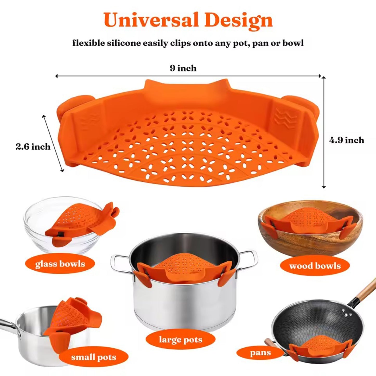 Universal Silicone Clip-On Pot Strainer - Anti-Spill Food Grade Colander