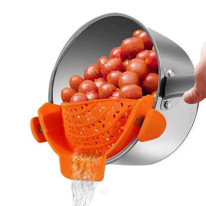 Universal Silicone Clip-On Pot Strainer - Anti-Spill Food Grade Colander