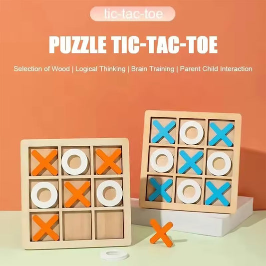 Montessori Wooden Tic Tac Toe Game - Educational Puzzle for Kids