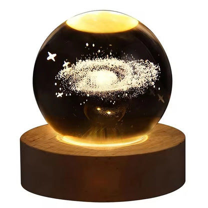 Unique 3D Crystal Ball Lamp with Galaxy & Planetary Projections