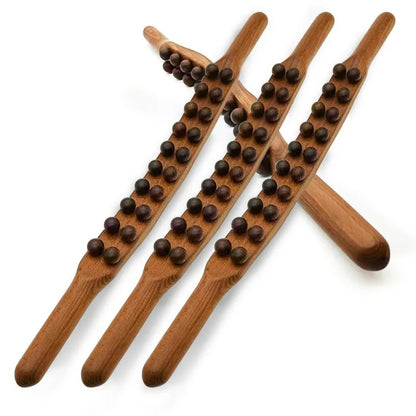 20/8 Beads Wooden Gua Sha Body Massage Stick