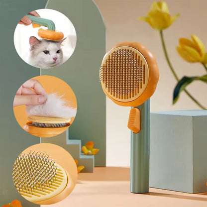 Self-Cleaning Pet Grooming Comb - Slicker Brush for Cats, Dogs & Rabbits