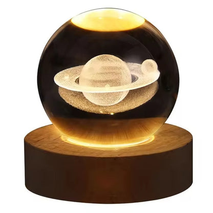 Unique 3D Crystal Ball Lamp with Galaxy & Planetary Projections