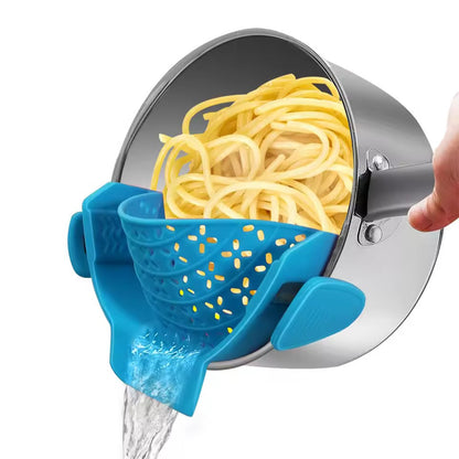 Universal Silicone Clip-On Pot Strainer - Anti-Spill Food Grade Colander