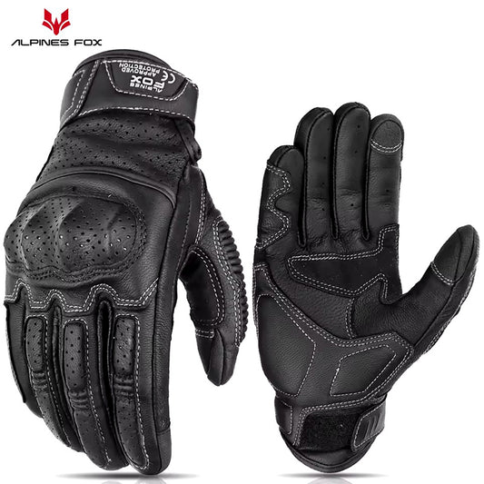 Vintage Leather Motorcycle Gloves - Touchscreen Riding Gloves for Men