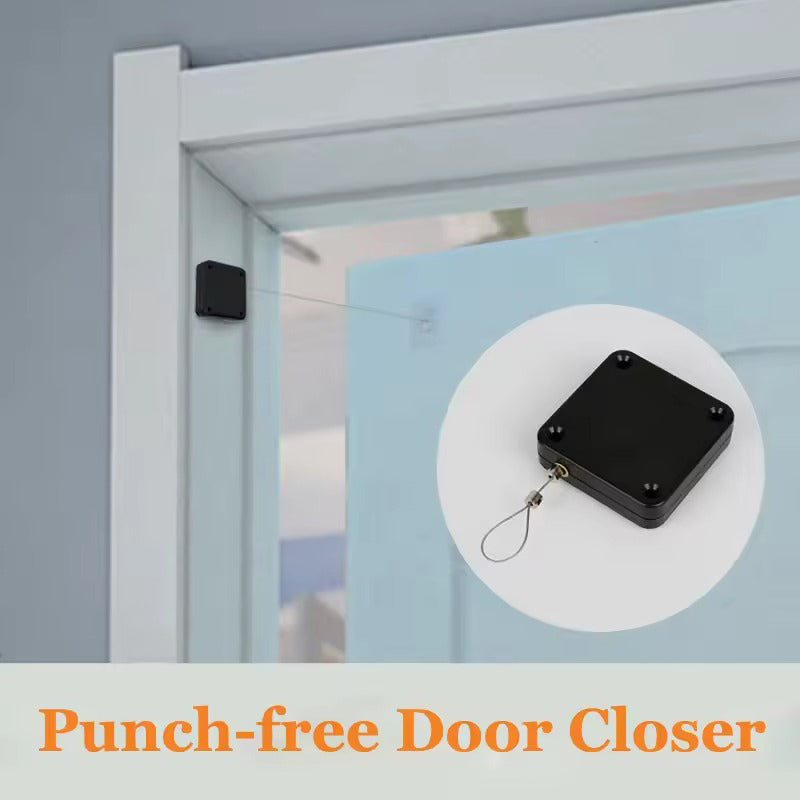 Punch-Free Automatic Door Closer - Easy Install, Durable & Adjustable