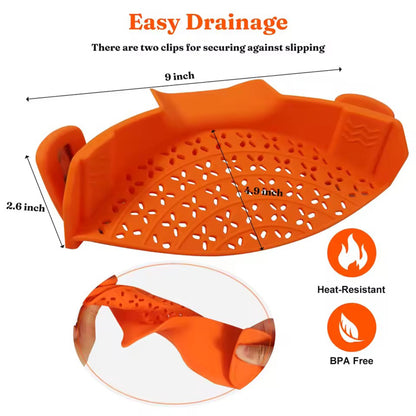 Universal Silicone Clip-On Pot Strainer - Anti-Spill Food Grade Colander