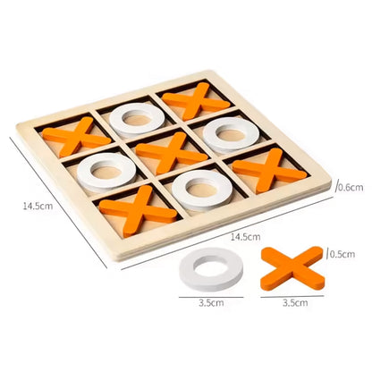 Montessori Wooden Tic Tac Toe Game - Educational Puzzle for Kids