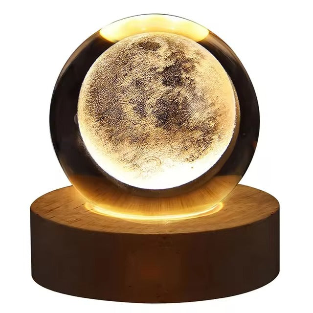 Unique 3D Crystal Ball Lamp with Galaxy & Planetary Projections